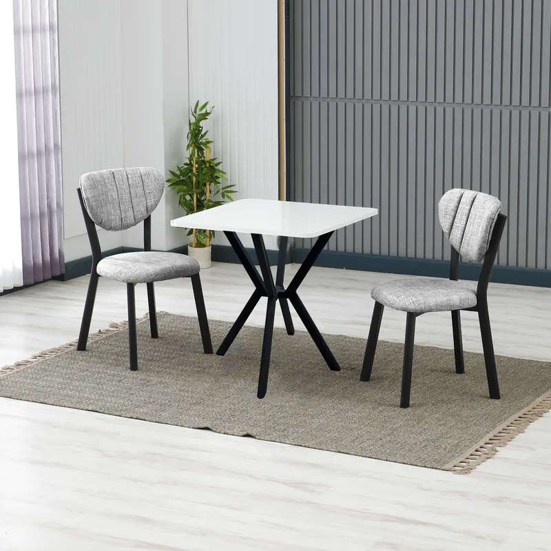 Krylor Matgrupp Bord 70 cm + 2 Stolar - Grå Vit - Möbler - Bord & matgrupp - Matgrupp