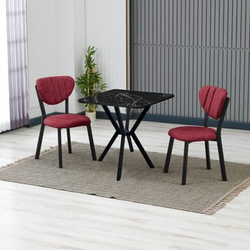 Krylor Matgrupp Bord 70 cm + 2 Stolar - Vinröd Svart - Möbler - Bord & matgrupp - Matgrupp