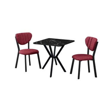 Krylor Matgrupp Bord 70 cm + 2 Stolar - Vinröd Svart - Möbler - Bord & matgrupp - Matgrupp