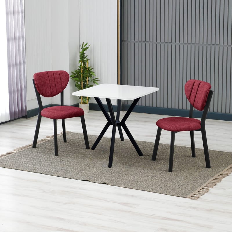Krylor Matgrupp Bord 70 cm + 2 Stolar - Vinröd Vit - Möbler - Bord & matgrupp - Matgrupp