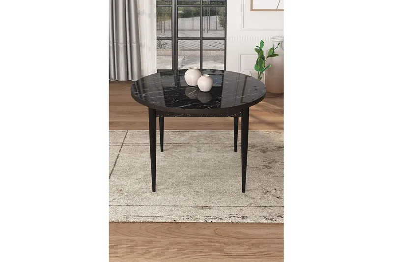 Kummer Matbord 90 cm Rund - Svart Marmor/Svart - Möbler - Bord & matgrupp - Matbord & köksbord