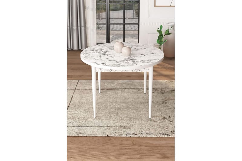 Kummer Matbord 90 cm Rund - Vit Marmor/Vit - Möbler - Bord & matgrupp - Matbord & köksbord