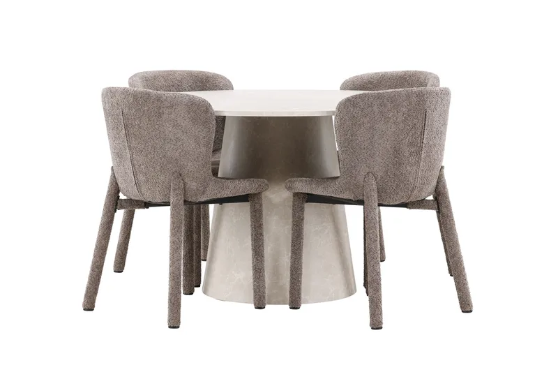 Lanzo Matbord 120 cm Rund med 4 Astoria Matstol