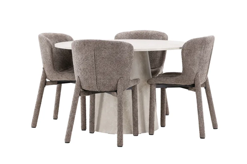 Lanzo Matbord 120 cm Rund med 4 Astoria Matstol - Möbler - Bord & matgrupp - Matgrupp