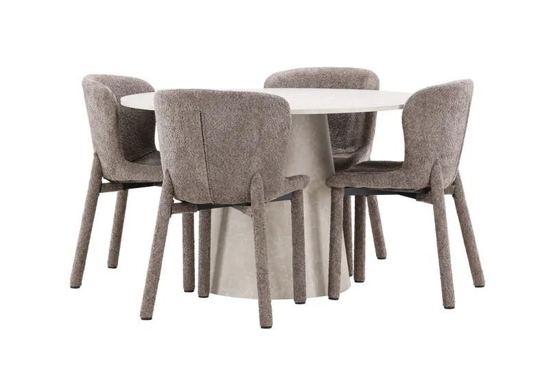 Lanzo Matbord 120 cm Rund med 4 Astoria Matstol - Möbler - Bord & matgrupp - Matgrupp