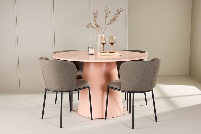 Lanzo Matbord 120 cm Rund med 4 Edina Matstol