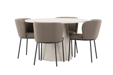 Lanzo Matbord 120 cm Rund med 4 Edina Matstol - Möbler - Bord & matgrupp - Matgrupp