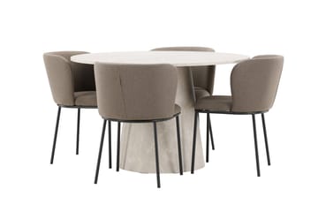 Lanzo Matbord 120 cm Rund med 4 Edina Matstol - Möbler - Bord & matgrupp - Matgrupp