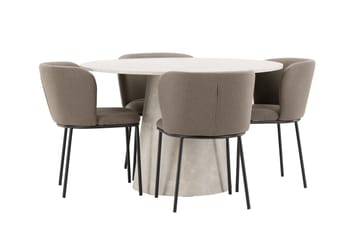 Lanzo Matbord 120 cm Rund med 4 Edina Matstol - Möbler - Bord & matgrupp - Matgrupp