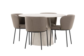 Lanzo Matbord 120 cm Rund med 4 Edina Matstol - Möbler - Bord & matgrupp - Matgrupp