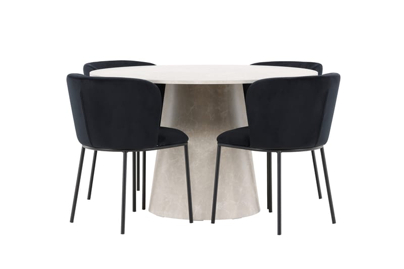 Lanzo Matbord 120 cm Rund med 4 Edina Matstol - Möbler - Bord & matgrupp - Matgrupp