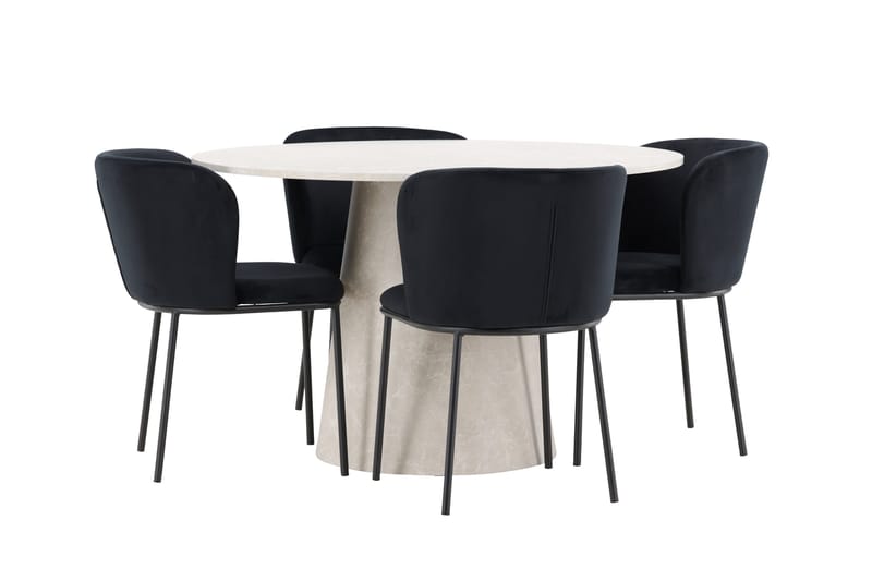 Lanzo Matbord 120 cm Rund med 4 Edina Matstol - Möbler - Bord & matgrupp - Matgrupp