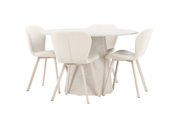 Lanzo Matbord 120 cm Rund med 4 Lilja Matstol - Möbler - Bord & matgrupp - Matgrupp