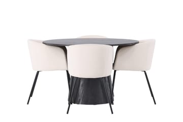 Lanzo Matgrupp 120 cm Rund med 4 Berit stolar - Beige - Möbler - Bord & matgrupp - Matgrupp