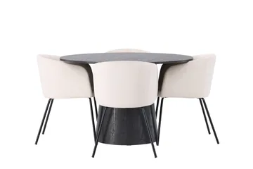 Lanzo Matgrupp 120 cm Rund med 4 Berit stolar - Beige - Möbler - Bord & matgrupp - Matgrupp