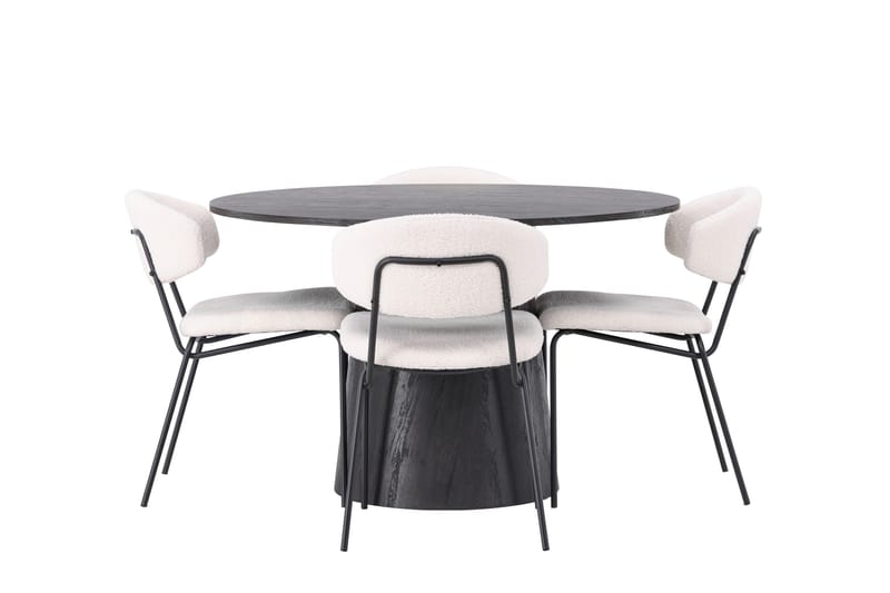 Lanzo Matgrupp 120 cm Rund med 4 Chico Stolar, Mocca