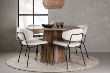 Lanzo Matgrupp 120 cm Rund med 4 Chico Stolar - Natur - Möbler - Bord & matgrupp - Matgrupp