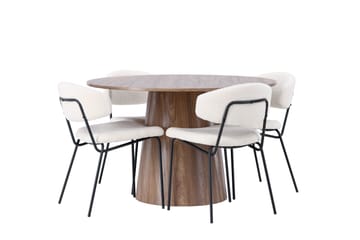 Lanzo Matgrupp 120 cm Rund med 4 Chico Stolar - Natur - Möbler - Bord & matgrupp - Matgrupp