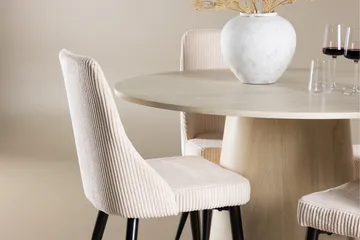 Lanzo Matgrupp 120 cm Rund med 4 Leone stolar - Whitewash/Beige - Möbler - Bord & matgrupp - Matgrupp