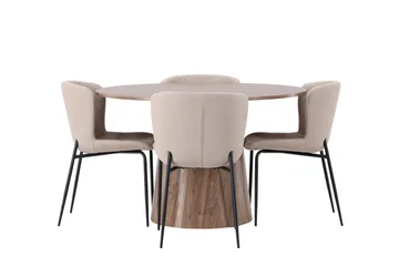 Lanzo Matgrupp 120 cm Rund med 4 Modesto Stolar - Natur - Möbler - Bord & matgrupp - Matgrupp