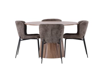 Lanzo Matgrupp 120 cm Rund med 4 Modesto Stolar - Natur - Möbler - Bord & matgrupp - Matgrupp