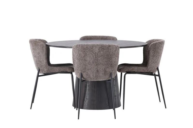 Lanzo Matgrupp 120 cm Rund med 4 Modesto stolar - Svart - Möbler - Bord & matgrupp - Matgrupp