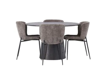 Lanzo Matgrupp 120 cm Rund med 4 Modesto stolar - Svart - Möbler - Bord & matgrupp - Matgrupp