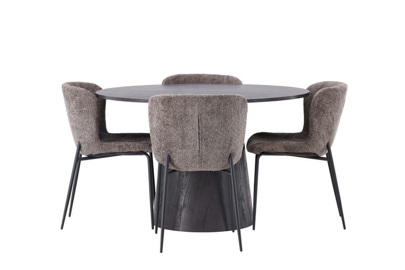 Lanzo Matgrupp 120 cm Rund med 4 Modesto stolar, Svart