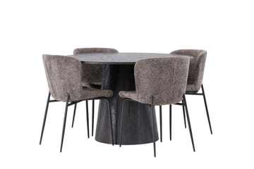 Lanzo Matgrupp 120 cm Rund med 4 Modesto stolar - Svart - Möbler - Bord & matgrupp - Matgrupp
