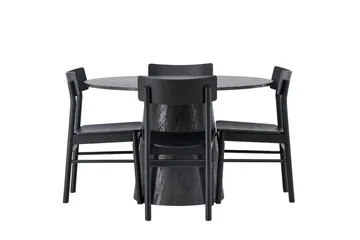 Lanzo Matgrupp 120 cm Rund med 4 Montros stolar - Svart - Möbler - Bord & matgrupp - Matgrupp