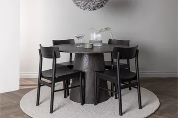 Lanzo Matgrupp 120 cm Rund med 4 Montros stolar - Svart - Möbler - Bord & matgrupp - Matgrupp