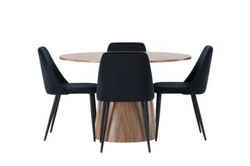 Lanzo Matgrupp 120 cm Rund med 4 Night Stolar - Natur - Möbler - Bord & matgrupp - Matgrupp