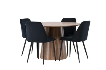 Lanzo Matgrupp 120 cm Rund med 4 Night Stolar - Natur - Möbler - Bord & matgrupp - Matgrupp