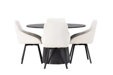 Lanzo Matgrupp 120 cm Rund med 4 Rosie stolar - Beige - Möbler - Bord & matgrupp - Matgrupp