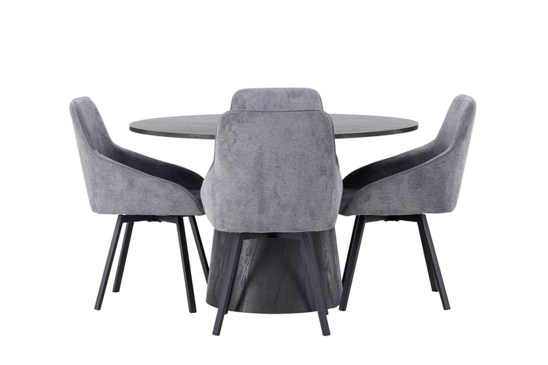 Lanzo Matgrupp 120 cm Rund med 4 Rosie stolar, Svart