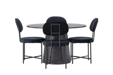 Lanzo Matgrupp 120 cm Rund med 4 Stella stolar - Svart - Möbler - Bord & matgrupp - Matgrupp