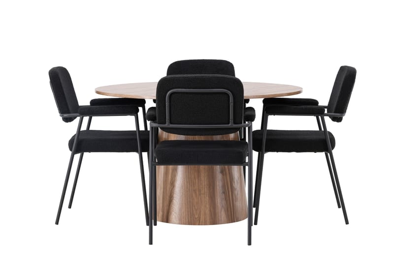 Lanzo Matgrupp 120 cm Rund med 4 Yesterday Stolar, Natur