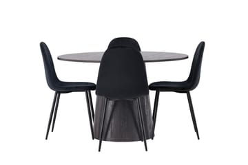 Lanzo Matgrupp 120 cm Rund med 4 Polar stolar - Svart - Möbler - Bord & matgrupp - Matgrupp