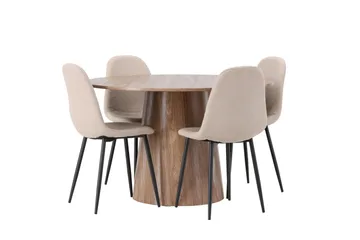 Lanzo Matgrupp 120 cm Rund med 4 Polar Stolar - Natur - Möbler - Bord & matgrupp - Matgrupp