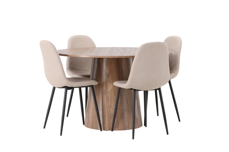 Lanzo Matgrupp 120 cm Rund med 4 Polar Stolar - Natur - Möbler - Bord & matgrupp - Matgrupp