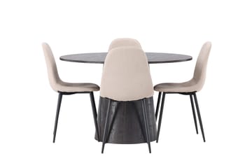 Lanzo Matgrupp 120 cm Rund med 4 Polar stolar - Beige - Möbler - Bord & matgrupp - Matgrupp
