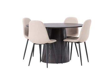 Lanzo Matgrupp 120 cm Rund med 4 Polar stolar - Beige - Möbler - Bord & matgrupp - Matgrupp