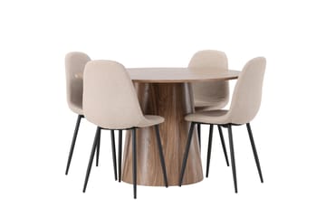 Lanzo Matgrupp 120 cm Rund med 4 Polar Stolar - Natur - Möbler - Bord & matgrupp - Matgrupp