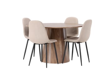 Lanzo Matgrupp 120 cm Rund med 4 Polar Stolar - Natur - Möbler - Bord & matgrupp - Matgrupp