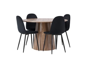 Lanzo Matgrupp 120 cm Rund med 4 Polar Stolar - Natur - Möbler - Bord & matgrupp - Matgrupp