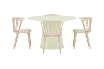 Lanzo Rund Matgrupp 120 cm med 4 Bobby Matstolar - matcha grön - Möbler - Bord & matgrupp - Matgrupp