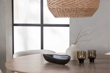 Lanzo Rund Matgrupp i Trä 120 cm med 4 Edina Stolar - Natur / Beige / Vit - Möbler - Bord & matgrupp - Matgrupp