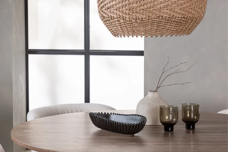 Lanzo Rund Matgrupp i Trä 120 cm med 4 Edina Stolar - Natur / Beige / Vit - Möbler - Bord & matgrupp - Matgrupp