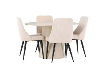 Lanzo Runt Matbord 120 cm med 4 Leone Matstol - Möbler - Bord & matgrupp - Matgrupp