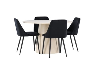 Lanzo Runt Matbord 120 cm med 4 Night Matstol - Möbler - Bord & matgrupp - Matgrupp